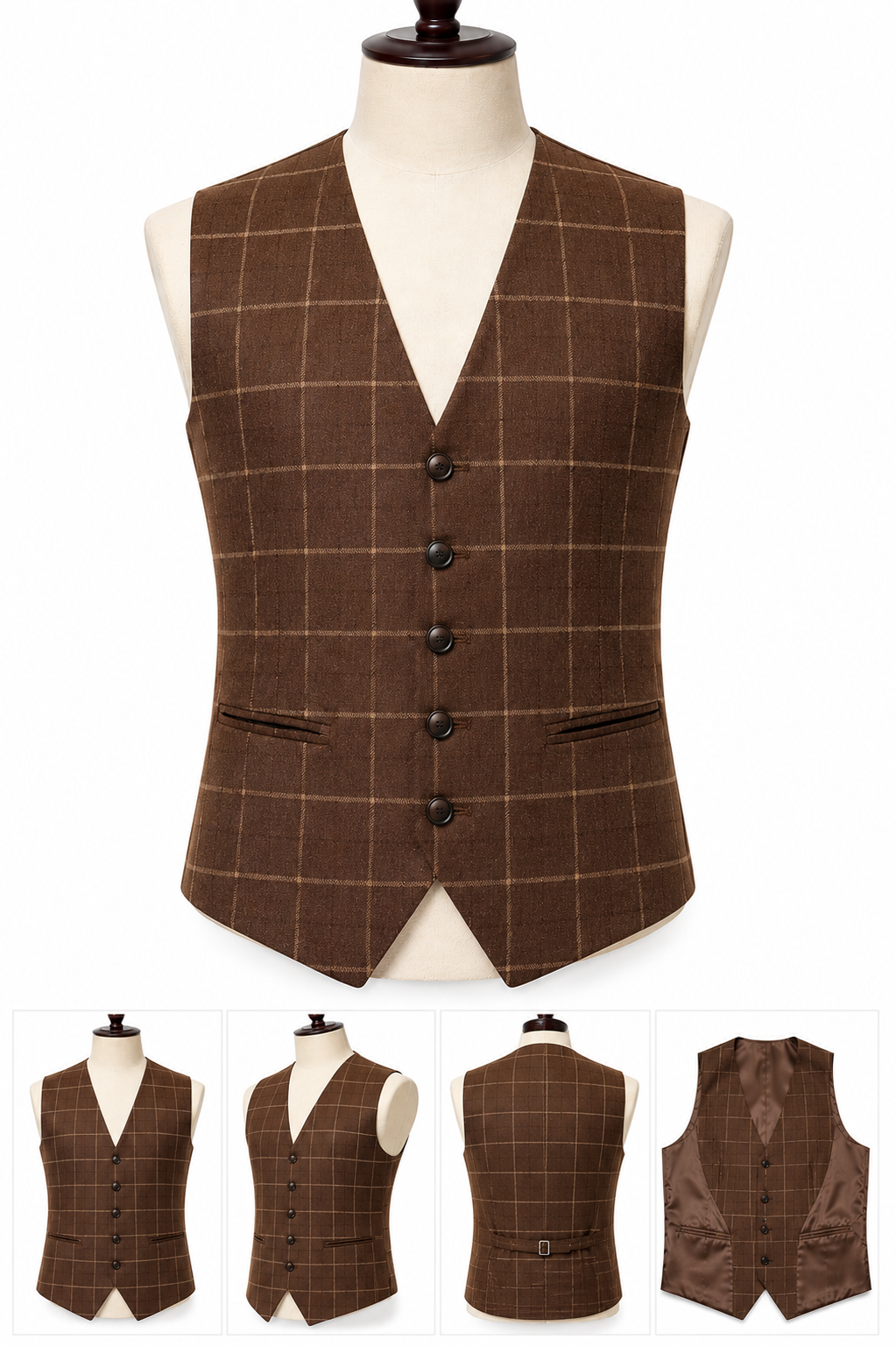 Brown Windowpane Waistcoat